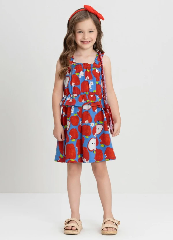 Up Baby - Vestido Infantil Pomar Colorido Up Baby Azul