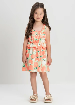 Vestido Infantil Pomar Colorido Up Baby Verde - UP BABY