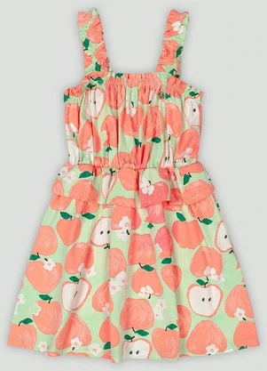 Vestido Infantil Pomar Colorido Up Baby Verde - UP BABY
