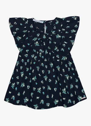 Trick Nick - Vestido Infantil Popeline com Laço Azul - TRICK NICK