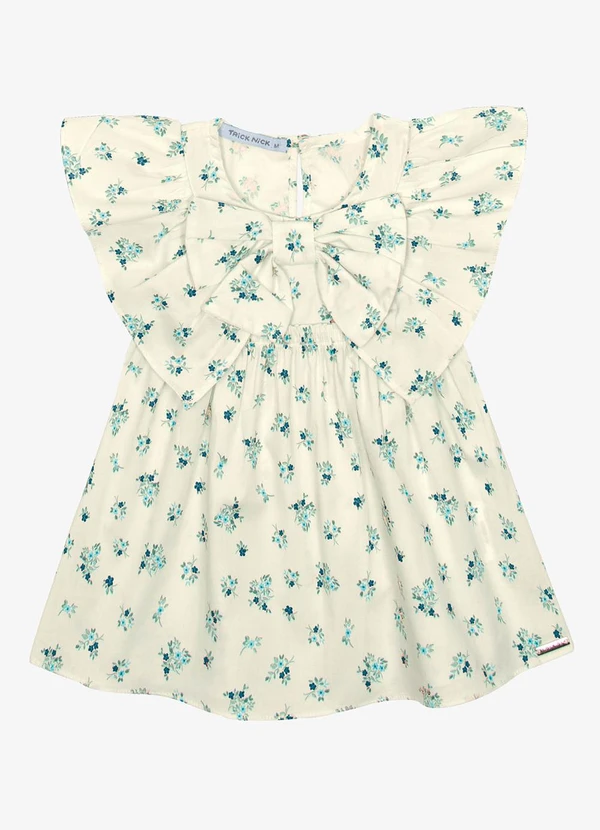 Trick Nick - Vestido Infantil Popeline com Laço Bege
