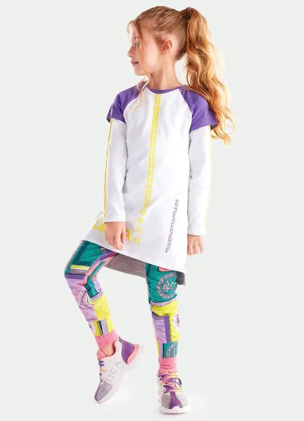 Lilica Ripilica - Vestido Infantil Raglan Branco 1