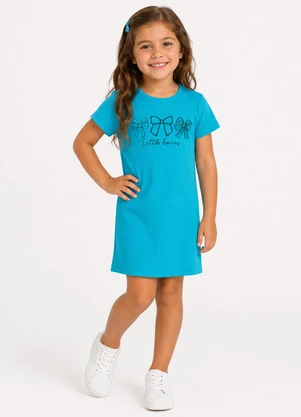 Select - Vestido Infantil Ribana Canelada e Estampa Azul - SELECT