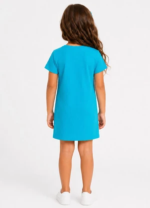 Select - Vestido Infantil Ribana Canelada e Estampa Azul - SELECT