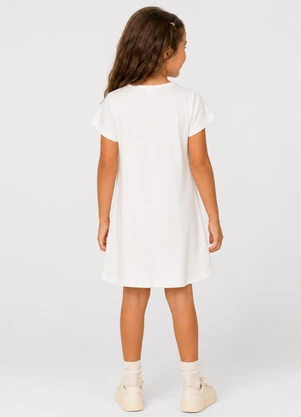 Select - Vestido Infantil Ribana Canelada e Estampa Bege - SELECT