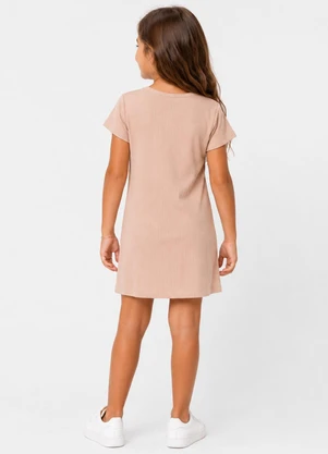 Select - Vestido Infantil Ribana Canelada e Estampa Rosa - SELECT
