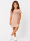Select - Vestido Infantil Ribana Canelada e Estampa Verde - variação: Rosa