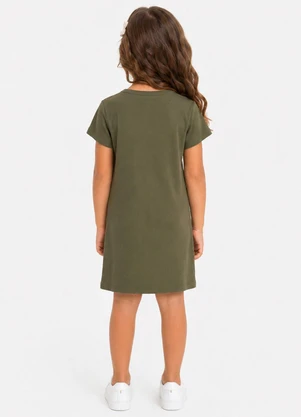 Select - Vestido Infantil Ribana Canelada e Estampa Verde - SELECT