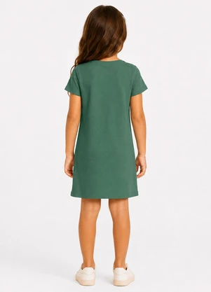 Select - Vestido Infantil Ribana Canelada e Estampa Verde - SELECT