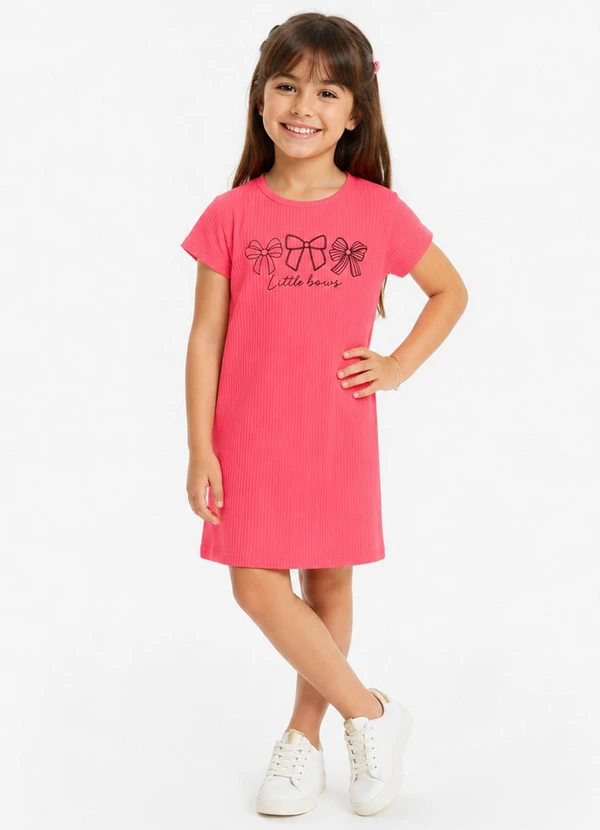 Select - Vestido Infantil Ribana Canelada e Laranja
