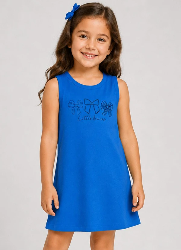 Select - Vestido Infantil Ribana Estampa Localizada Azul