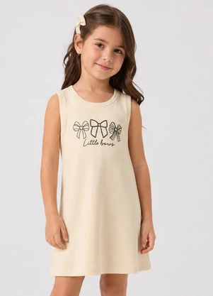 Select - Vestido Infantil Ribana Estampa Localizada Bege - SELECT