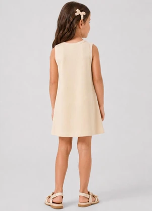 Select - Vestido Infantil Ribana Estampa Localizada Bege - SELECT
