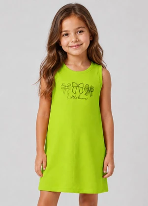 Select - Vestido Infantil Ribana Estampa Localizada Verde - SELECT