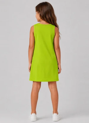 Select - Vestido Infantil Ribana Estampa Localizada Verde - SELECT