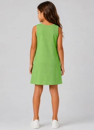 Select - Vestido Infantil Ribana Estampa Localizada Verde - SELECT