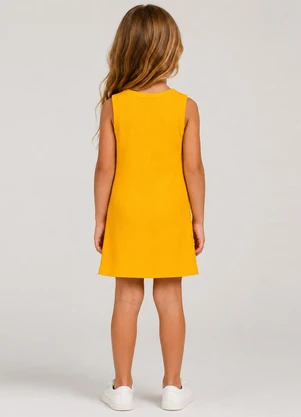 Select - Vestido Infantil Ribana Estampada Amarelo - SELECT