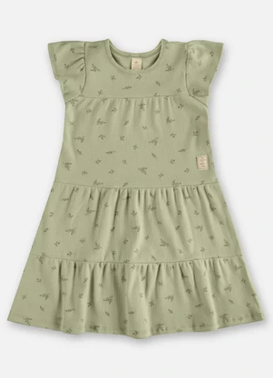 Up Baby - Vestido Infantil Ribana Sustentável Verde - UP BABY