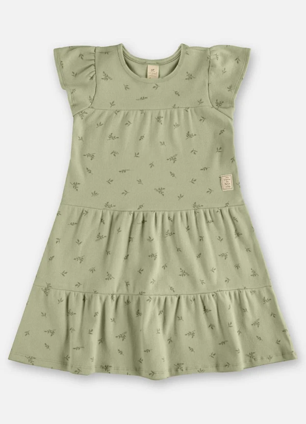 Up Baby - Vestido Infantil Ribana Sustentável Verde 1