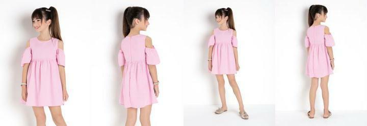 Vestido Infantil Rosa com Recorte