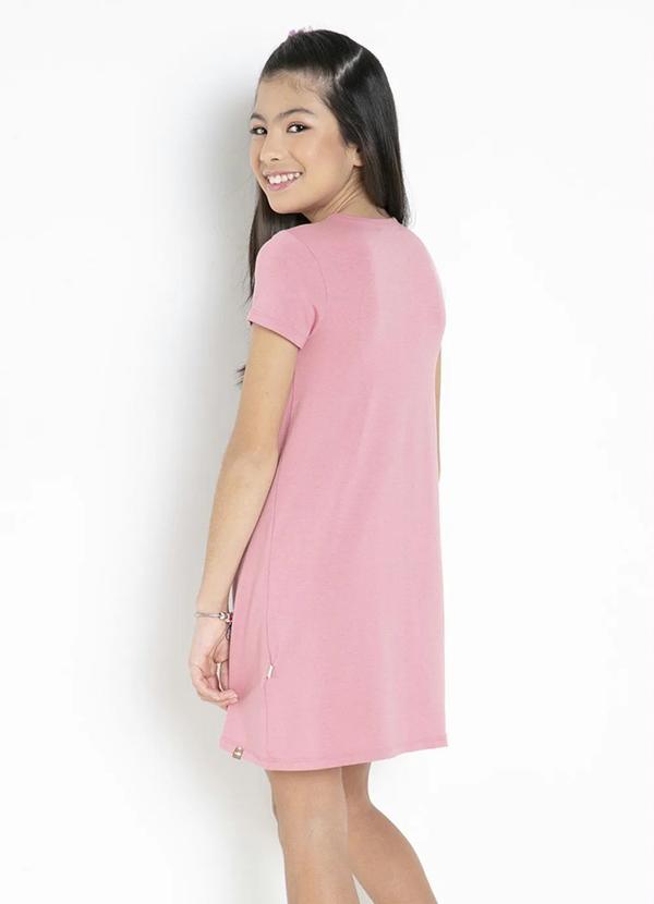 Outlet - Vestido Infantil Rose/Branco com Recortes 2