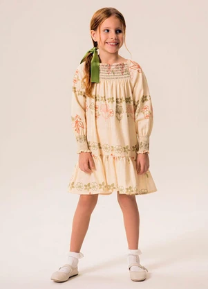 Bugbee - Vestido Infantil Rustico Multicolorido - BUGBEE