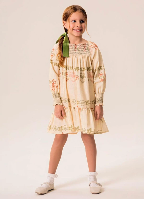 Bugbee - Vestido Infantil Rustico Multicolorido