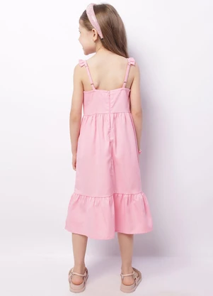 Torra - Vestido Infantil Sarja Midi Alcinhas Rosa - TORRA