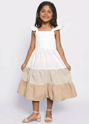 Torra - Vestido Infantil Sarja Três Marias Branco - TORRA