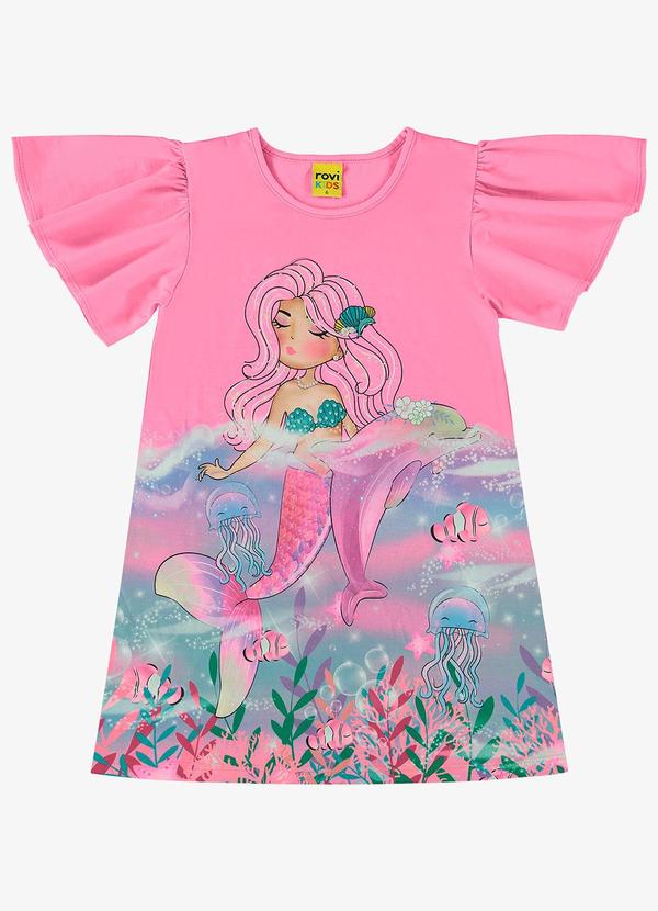 Rovi Kids - Vestido Infantil Sereia Rosa
