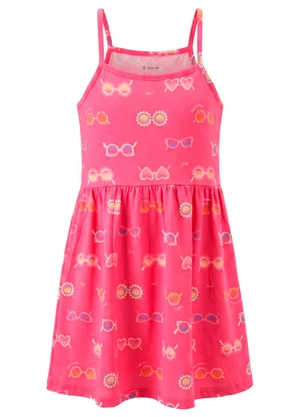 Brandili - Vestido Infantil Sol e Fundo do Mar Rosa - BRANDILI