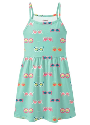 Brandili - Vestido Infantil Sol e Fundo do Mar Verde - BRANDILI