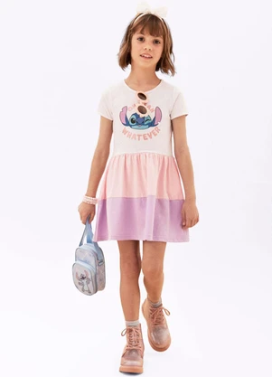 Torra - Vestido Infantil Stitch Branco - TORRA