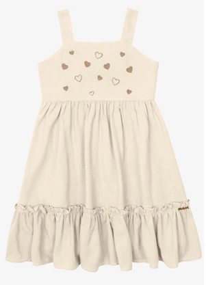 Trick Nick - Vestido Infantil Tecido Linho Strong Bege - TRICK NICK