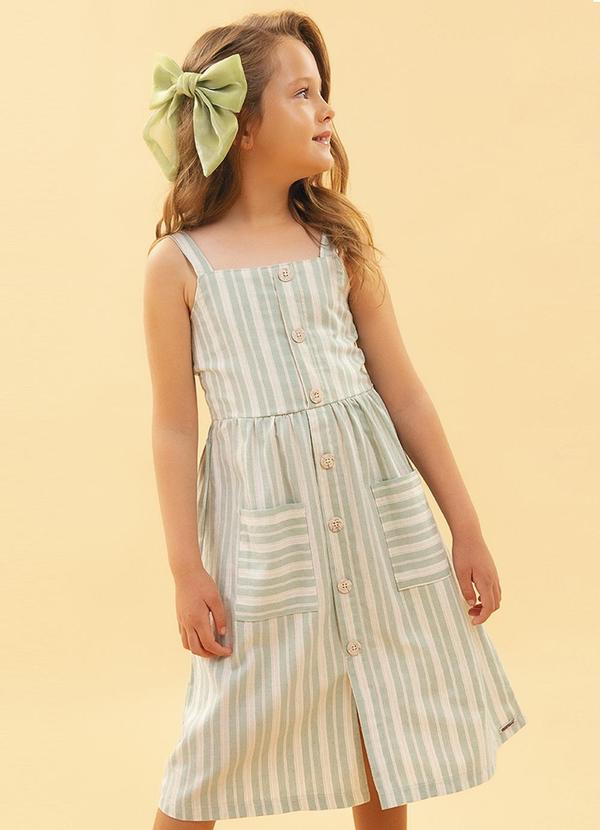 Soft Bonni - Vestido Infantil Tecido Plano Verde