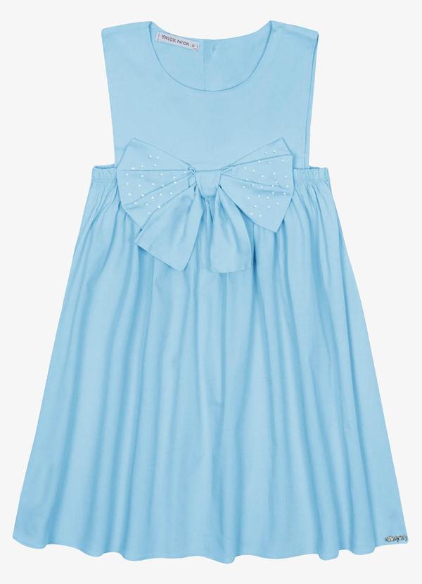 Trick Nick - Vestido Infantil Tricoline com Laço Azul