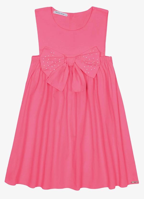 Trick Nick - Vestido Infantil Tricoline com Laço Rosa