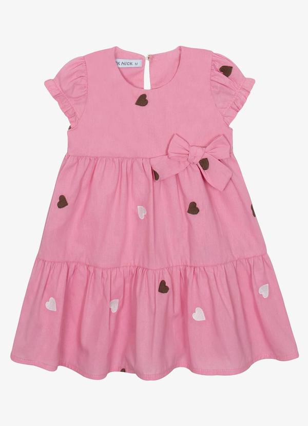 Trick Nick - Vestido Infantil Tricoline Corações Rosa 1