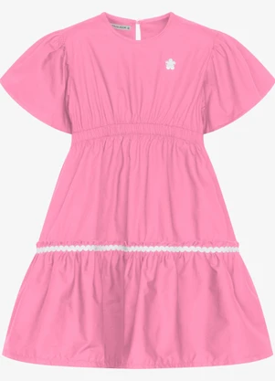 Trick Nick - Vestido Infantil Tricoline Manga Ampla Rosa - TRICK NICK