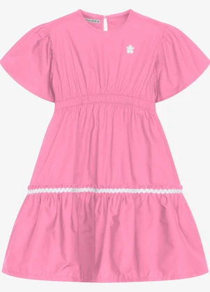 Trick Nick - Vestido Infantil Tricoline Manga Ampla Rosa - TRICK NICK