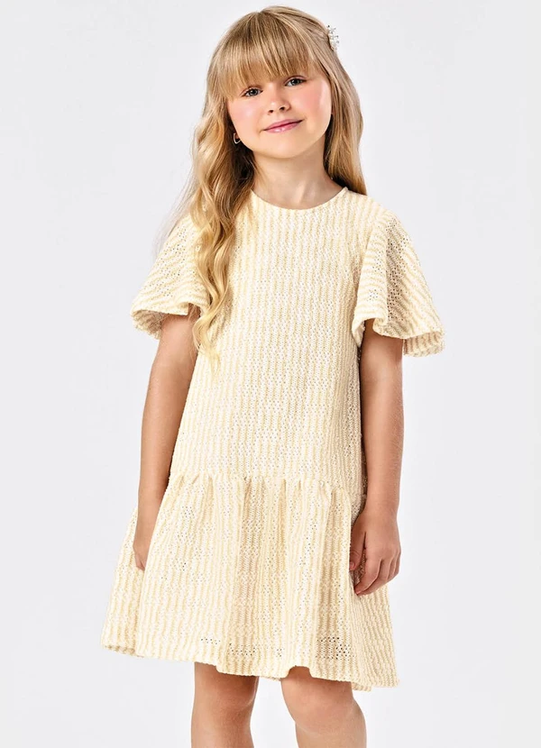 Vestido Infantil Tricot Bege Trick Nick