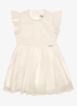Trick Nick - Vestido Infantil Tule Bordado Bege - TRICK NICK
