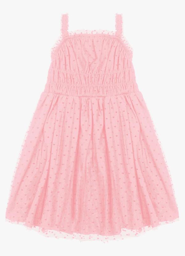 Trick Nick - Vestido Infantil Tule com Corações Rosa
