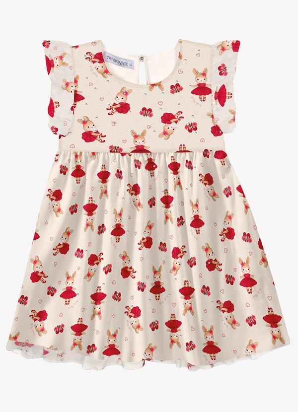 Trick Nick - Vestido Infantil Tule com Strass Bege