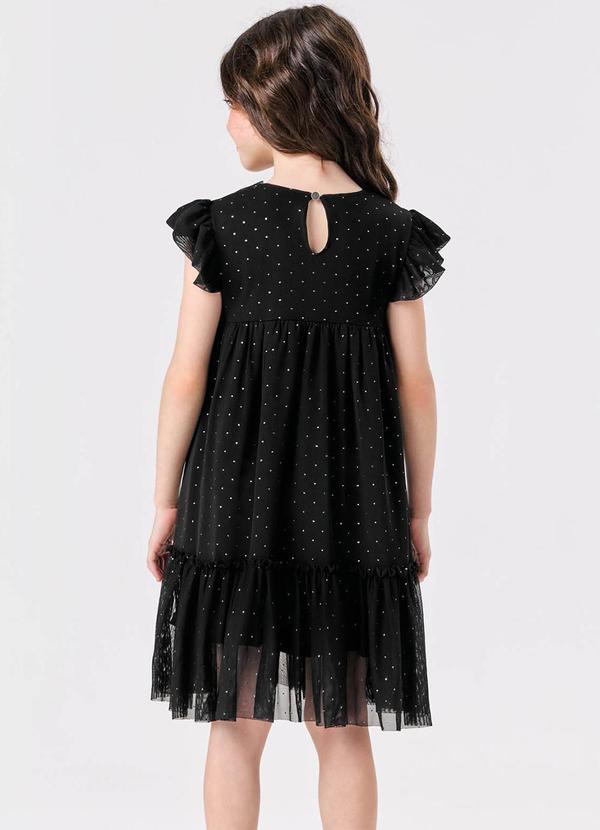 Trick Nick - Vestido Infantil Tule Glitter com Laço Preto 2