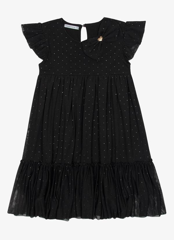 Trick Nick - Vestido Infantil Tule Glitter com Laço Preto 5