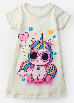 Laluna - Vestido Infantil Unicórnio Creme - LALUNA