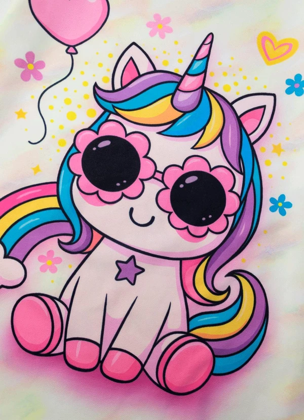 Laluna - Vestido Infantil Unicórnio Creme 4