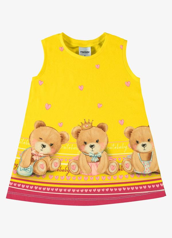 Rovi Kids - Vestido Infantil Ursinho Amarelo