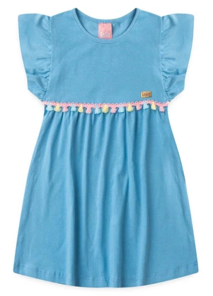 Rosa Azul - Vestido Infantil Verão com Franjinha Iaia Azul - ROSA AZUL